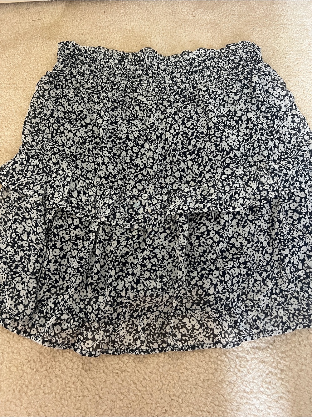 Sienna Sky Navy and White Floral Tiered Mini Skirt